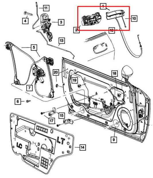 11-23 Dodge Challenger SXT 3.6L Front Door Passenger Right Side Exterior Handle - Alshned Auto Parts