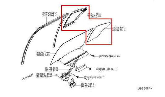16-2023 Infiniti Q50 Luxe Rear Right Door Quarter Window Fixed Glass 82262-6HE0A - Alshned Auto Parts