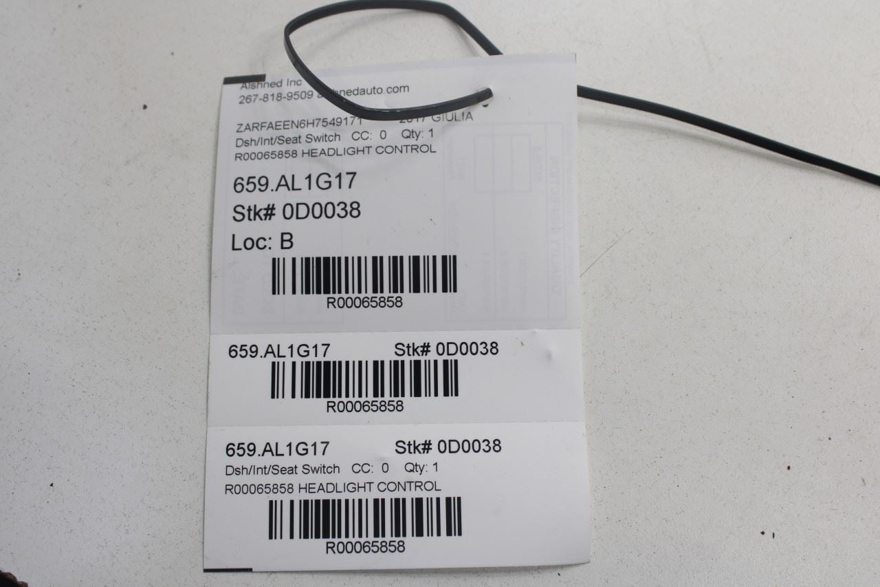 2017-22 Alfa Romeo Giulia Ti Dashboard Driver Left Side Headlight Control Switch - Alshned Auto Parts
