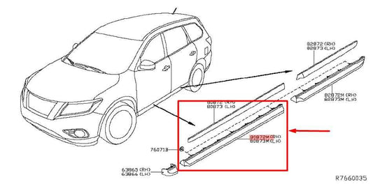 2016-2020 Nissan Pathfinder FR Right Rocker Lower Molding Panel 80876-9PB0A OEM - Alshned Auto Parts