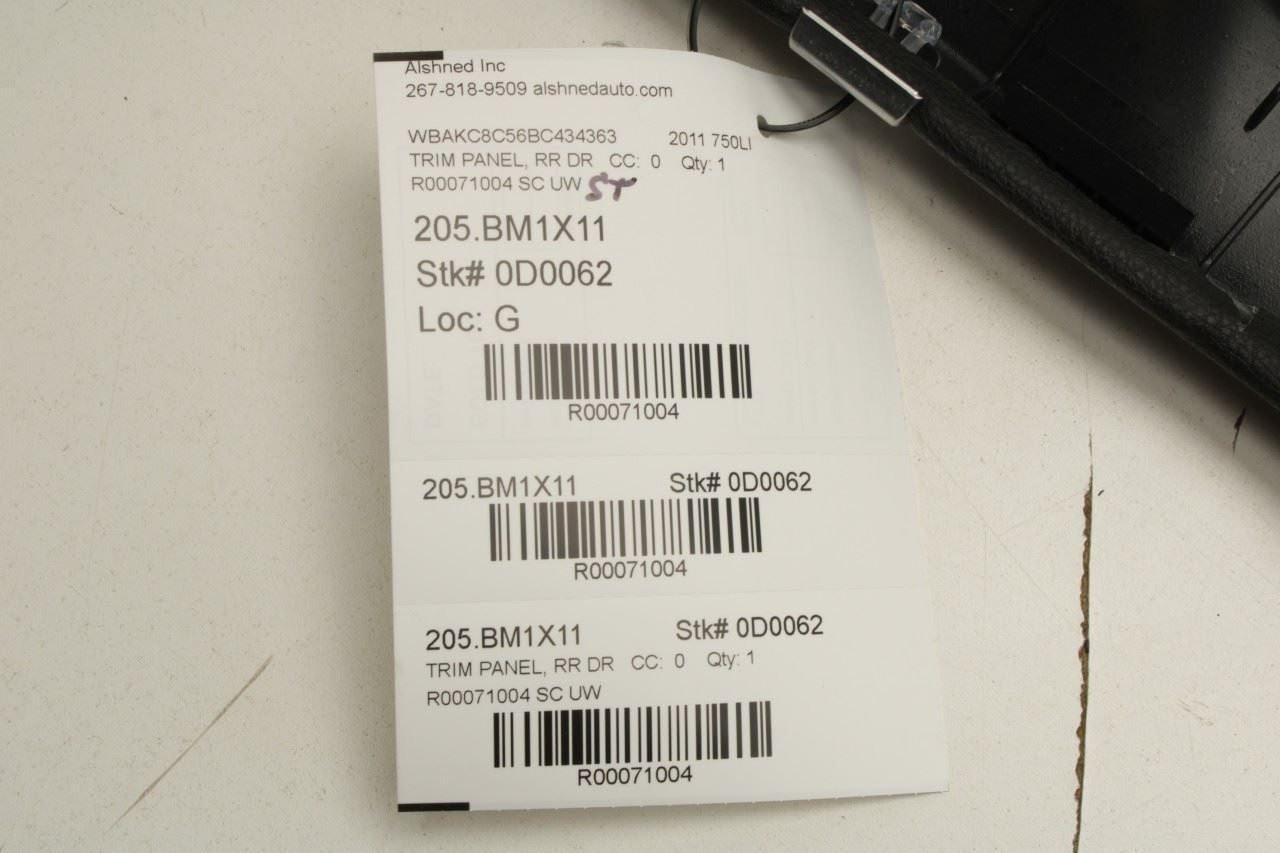 2010-2012 BMW 750Li xDrive Rear Left Driver Side Door Trim Panel 51429162261 OEM - Alshned Auto Parts