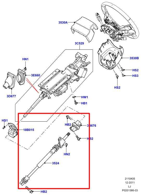 2003-12 Land Rover Range Rover HSE 5.0L Steering Column Intermediate Lower Shaft1