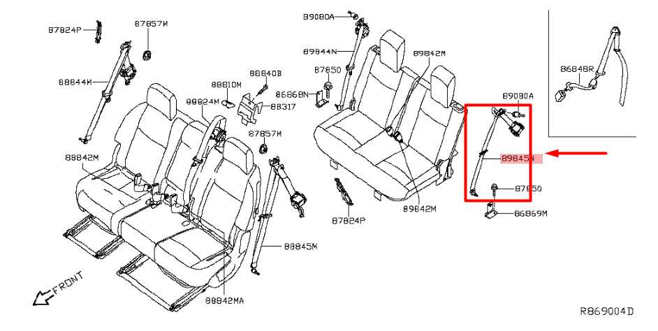 2015-2020 Nissan Pathfinder RR Left 3rd Row Seat Belt Retractor 89845-9PB0B OEM - Alshned Auto Parts