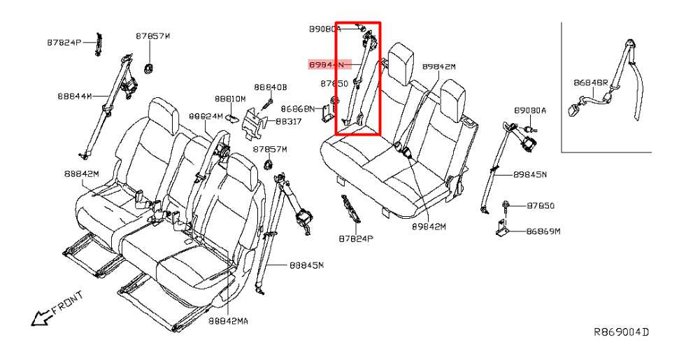 14-20 Nissan Pathfinder SV Rear Passenger Right Side 3rd Row Seat Belt Retractor - Alshned Auto Parts