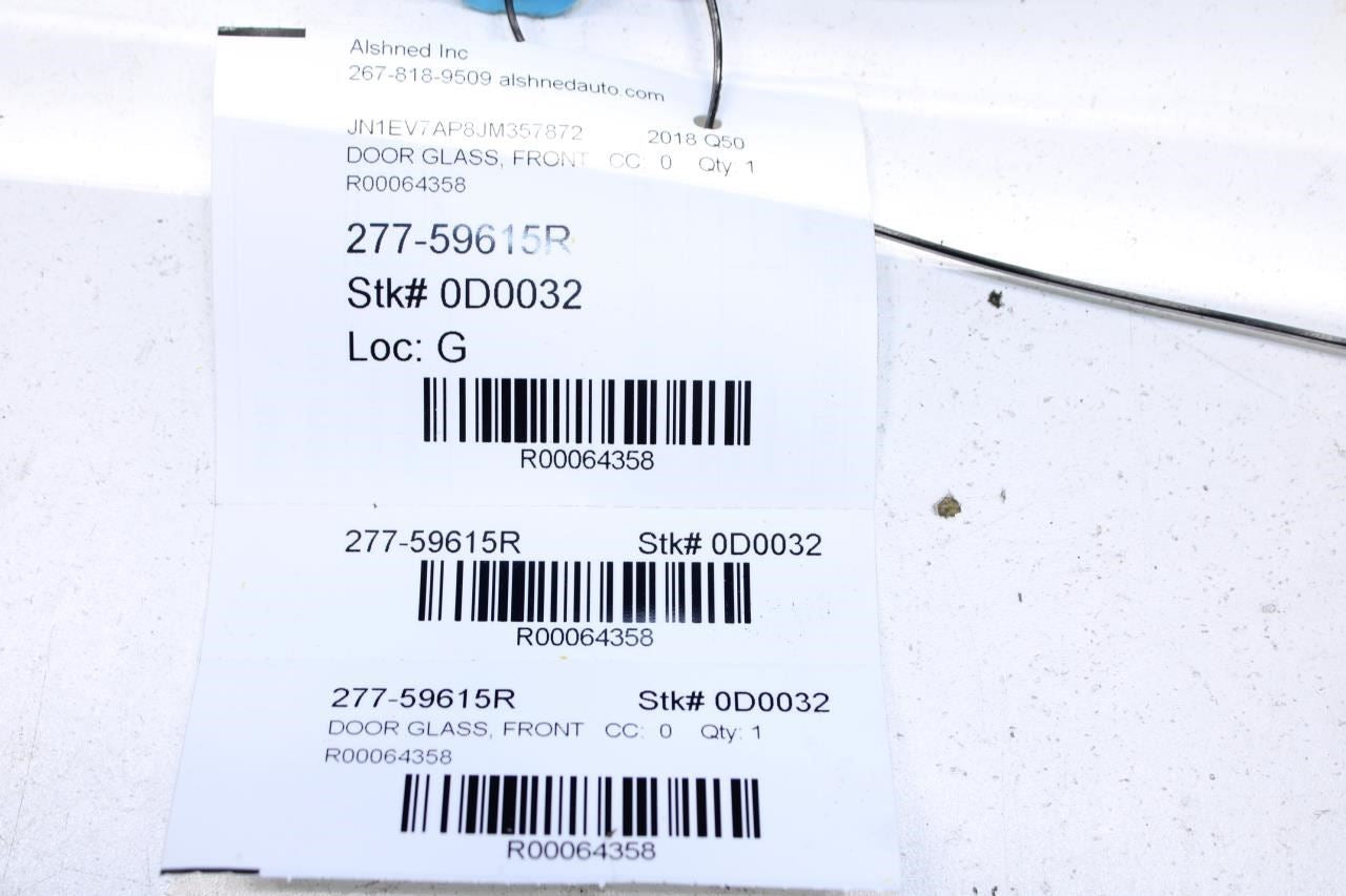 2014-2019 Infiniti Q50 Luxe RWD Front Right Door Window Glass 80300-4GA0B OEM - Alshned Auto Parts