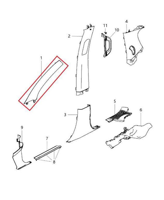 2014-15 Dodge Durango SXT Front Right and Left A-Pillar Interior Trim 1GG51DX9AE - Alshned Auto Parts
