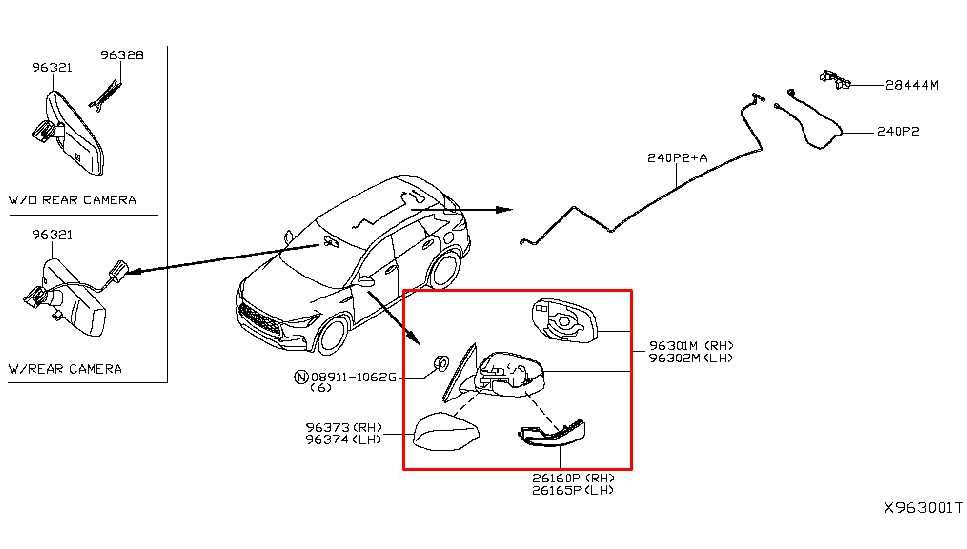 19-21 Infiniti QX50 ESSENTIAL Passenger Right Side Rear View Mirror 96301-5NA4A - Alshned Auto Parts