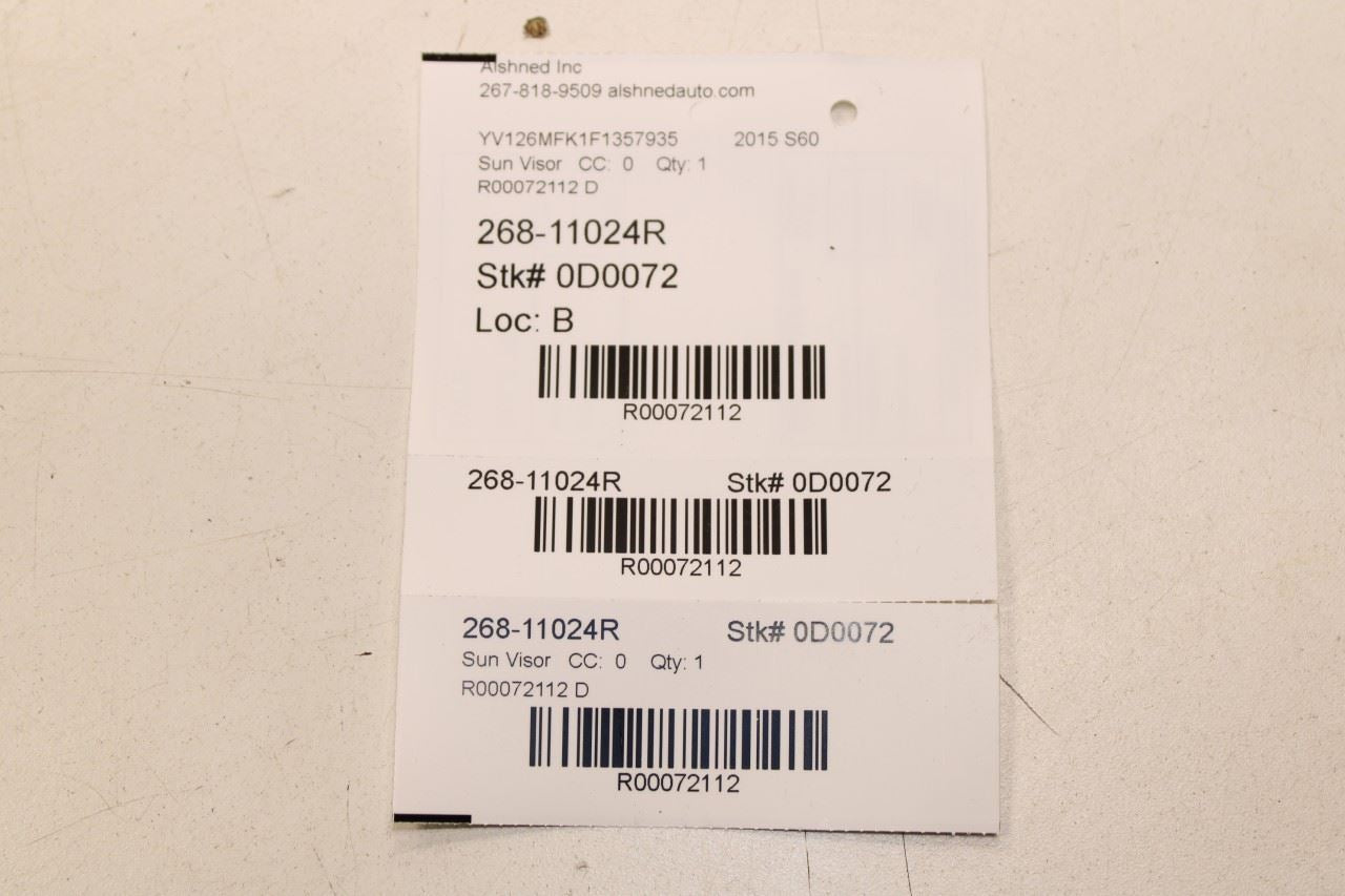 2015-16 Volvo S60 T5 Premier Front RH and LH Sun Visor Set w/ Illuminated Mirror - Alshned Auto Parts