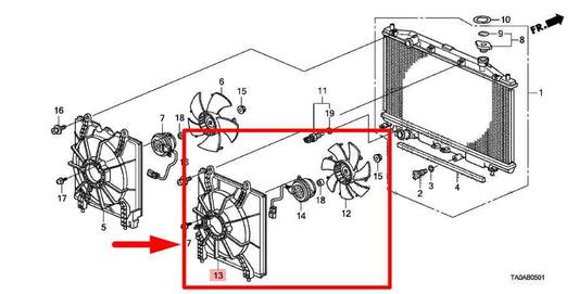 08-12 Honda Accord LX 2.4L RH Condenser Cooling Fan Motor Assy 38615-R40-A02 OEM - Alshned Auto Parts