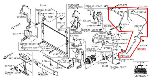 17-22 Infiniti Q60 3.0L AC Conditioning Suction Discharge Liquid Line Pipe Set - Alshned Auto Parts