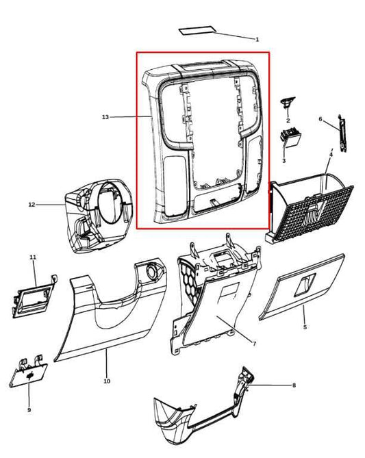 2013-2020 RAM 1500 Crew Cab Laramie Dash Center Screen Bezel Trim w/ Air Vents - Alshned Auto Parts