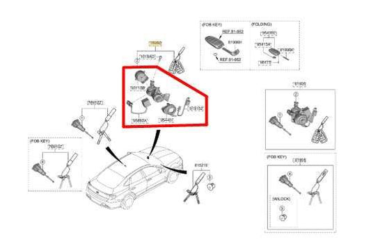 20-23 Hyundai Sonata SE Steering Column Ignition Switch Lock Cylinder 81900L1E00 - Alshned Auto Parts