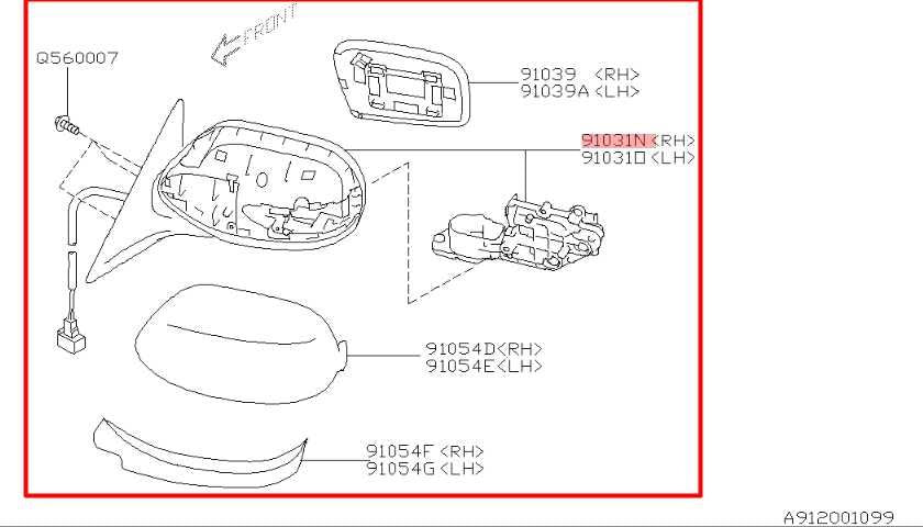 2008-11 Subaru Impreza Premium Passenger Right Side Rear View Mirror 91036FG100 - Alshned Auto Parts