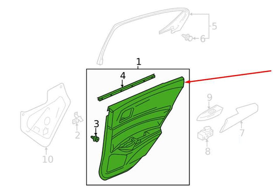 2019-22 Acura ILX Technology A-Spec Rear Right Door Trim Panel 83700-TV9-A320-M1 - Alshned Auto Parts