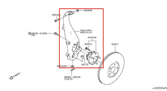 2014-2024 Infiniti Q50 Premium Front Left Side Spindle Knuckle Hub 40015-4GA0A - Alshned Auto Parts