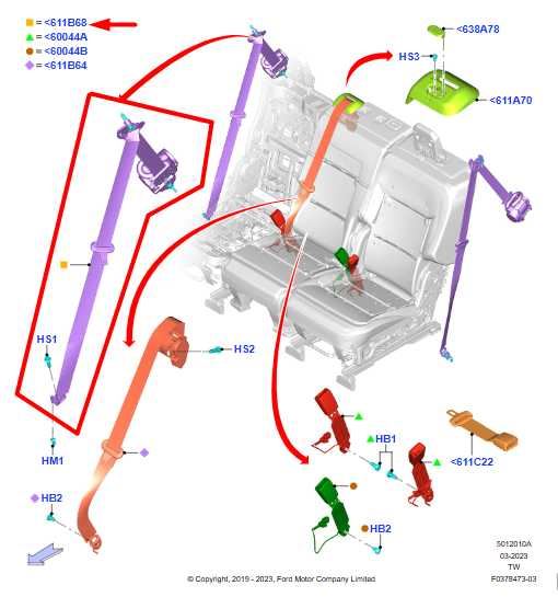 2020-25 Ford Explorer Rear Right 2nd Row Seat Belt Retractor LB5B-S611B68-AG OEM - Alshned Auto Parts