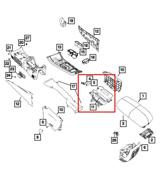 14-21 Jeep Grand Cherokee Center Console Bin Tray Storage Compartment 68212884AA - Alshned Auto Parts