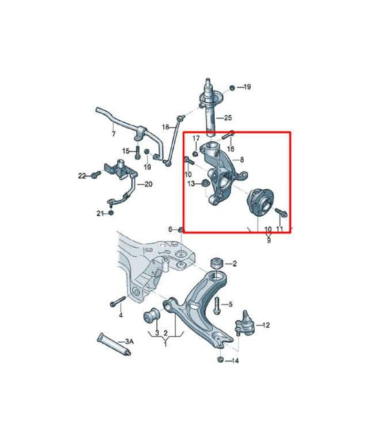 11-18 Volkswagen Jetta Sport 1.8L FWD Front Left Side Spindle Knuckle Hub *ReaD* - Alshned Auto Parts