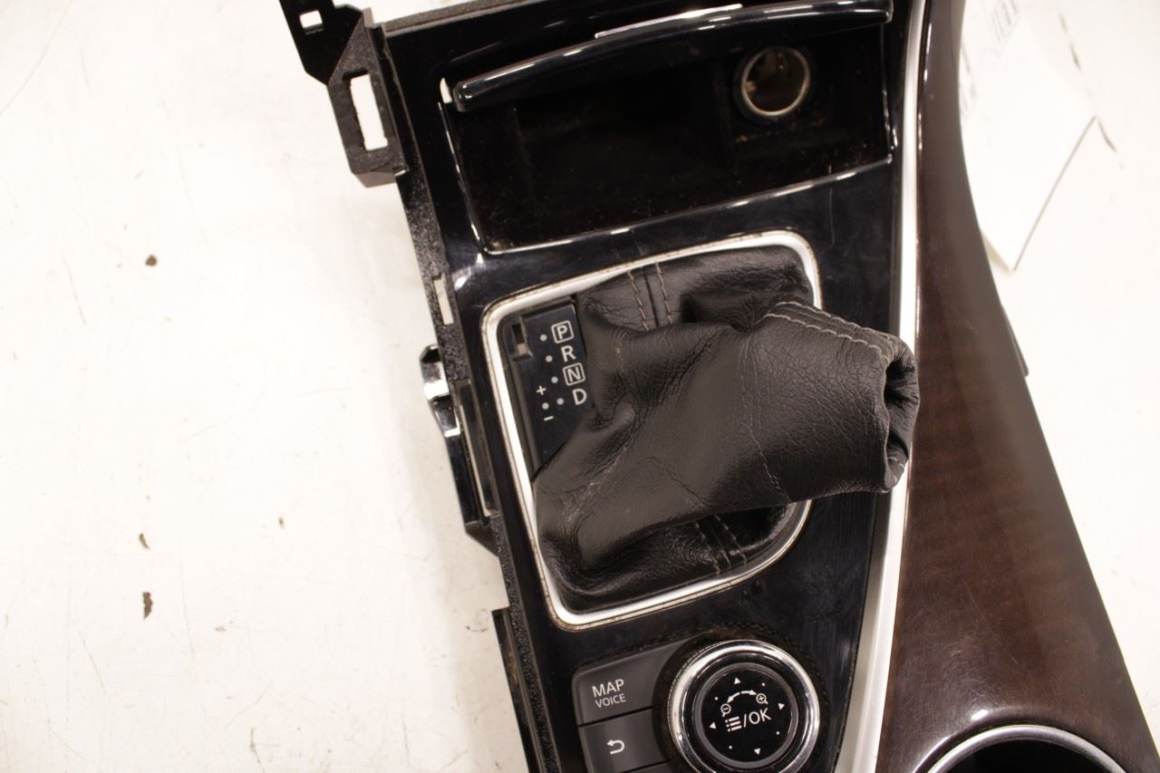15-17 Infiniti Q50 Premium Front Center Console Shifter Bezel Trim w/ Cup Holder - Alshned Auto Parts