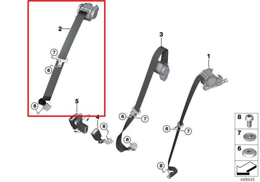 16-24 Mini Cooper Clubman Rear Passenger Right Side 2nd Row Seat Belt Retractor - Alshned Auto Parts