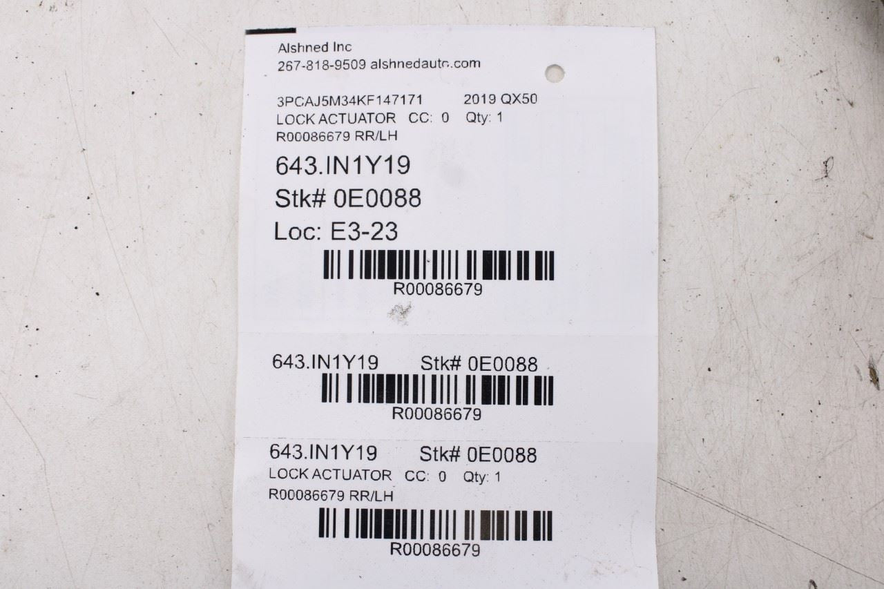 2019-2025 Infiniti QX50 ESSENTIAL Rear Left Driver Side Door Lock Latch Actuator - Alshned Auto Parts