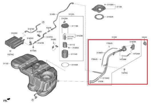 2021-2023 Hyundai Santa Fe SEL 2.5L Fuel Filler Neck Hose Tube Pipe 31030-S2550 - Alshned Auto Parts