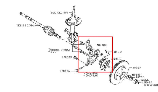 2013-19 Nissan Sentra SV 1.8L FWD Front Suspension Left Side Spindle Knuckle Hub - Alshned Auto Parts
