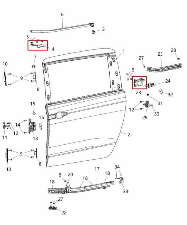 2017-2024 Chrysler Pacifica Limited Rear Left Door Center and Upper Roller Hinge - Alshned Auto Parts