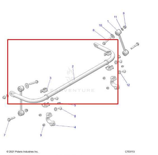 24-26 Polaris RZR XP 1000 Ultimate Rear Suspension Stabilizer Sway Anti-Roll Bar - Alshned Auto Parts