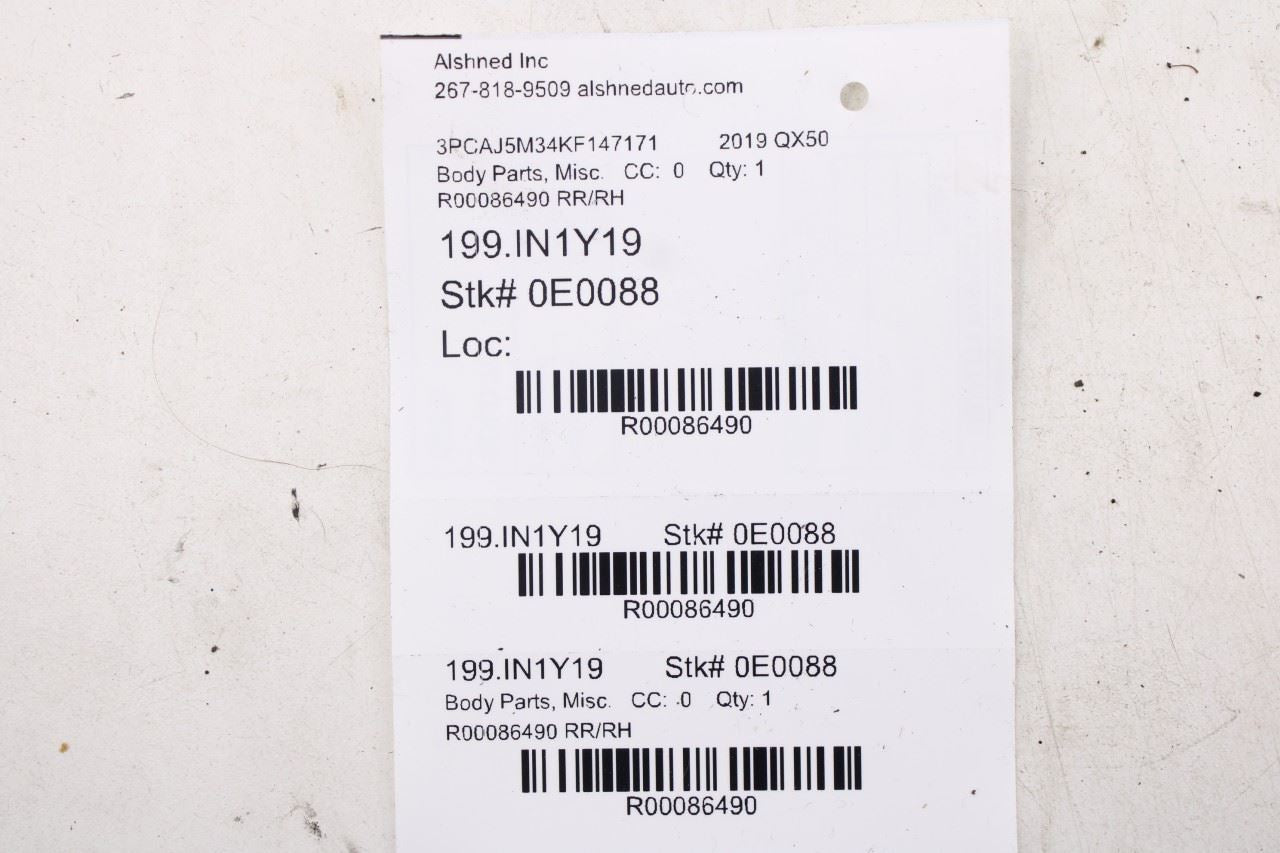 2019-25 Infiniti QX50 Essential Rear Right Door Glass Run Channel Trim Belt Set - Alshned Auto Parts