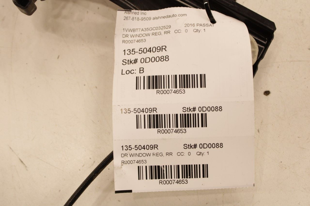 2012-2022 Volkswagen Passat SE Rear Right Side Door Window Regulator w/ Motor19