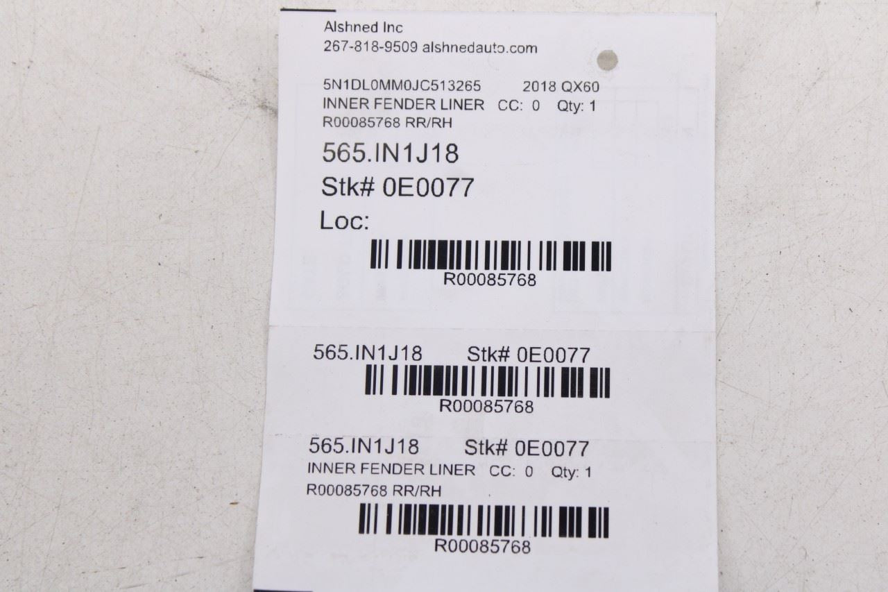 2014-2020 Infiniti QX60 Rear Right Passenger Side Wheelhouse Liner Splash Shield9