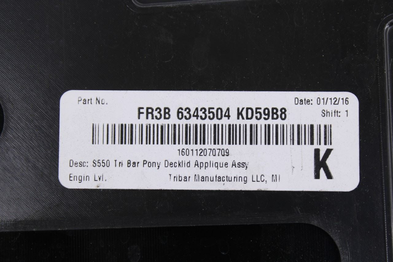 15-17 Ford Mustang Conv V6 Pony Trunk Lid Finish Panel Applique Molding w Camera8