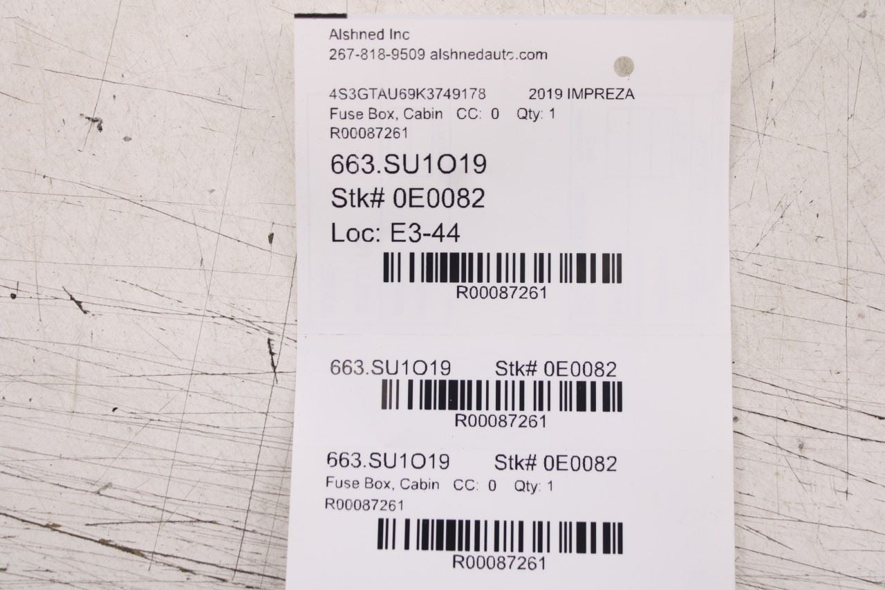 2019 Subaru Impreza Limited AWD Cabin Instrument Panel Fuse Relay Junction Block - Alshned Auto Parts