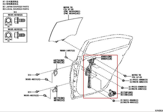 2021-2025 Toyota Corolla LE Rear Left Driver Side Door Window Regulator w/ Motor - Alshned Auto Parts