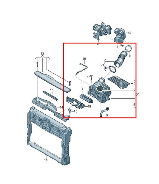 22-25 Volkswagen Jetta SE Air Intake Cleaner w/ Duct Tube Hose 5QM-129-607-G OEM - Alshned Auto Parts
