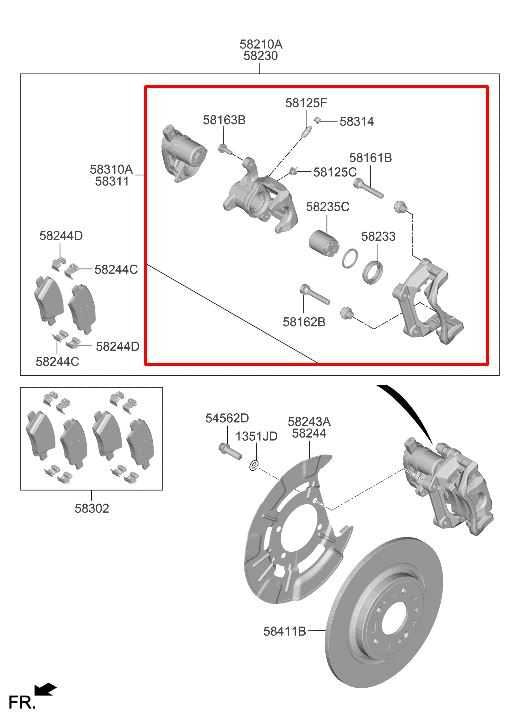 2021-2026 Hyundai Santa Fe SEL Rear Right Side Brake Disc Caliper 58311-P2A301