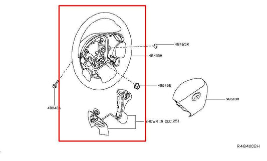 2016-20 Infiniti QX60 3.5L Steering Wheel Leather w/ Control Buttons 48430-9NF1A - Alshned Auto Parts