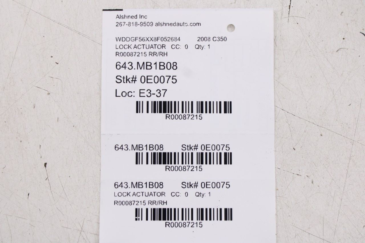 2008-2011 Mercedes-Benz C350 Sport Rear Right Side Door Lock Latch Actuator - Alshned Auto Parts