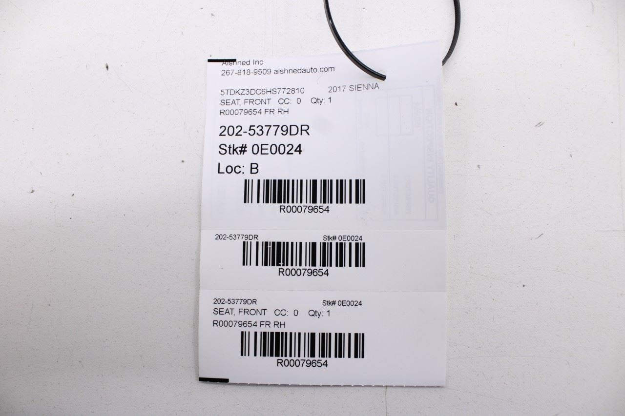 2014-20 Toyota Sienna LE 3.5L FWD Front Passenger Right Side Seat Armrest Cloth - Alshned Auto Parts