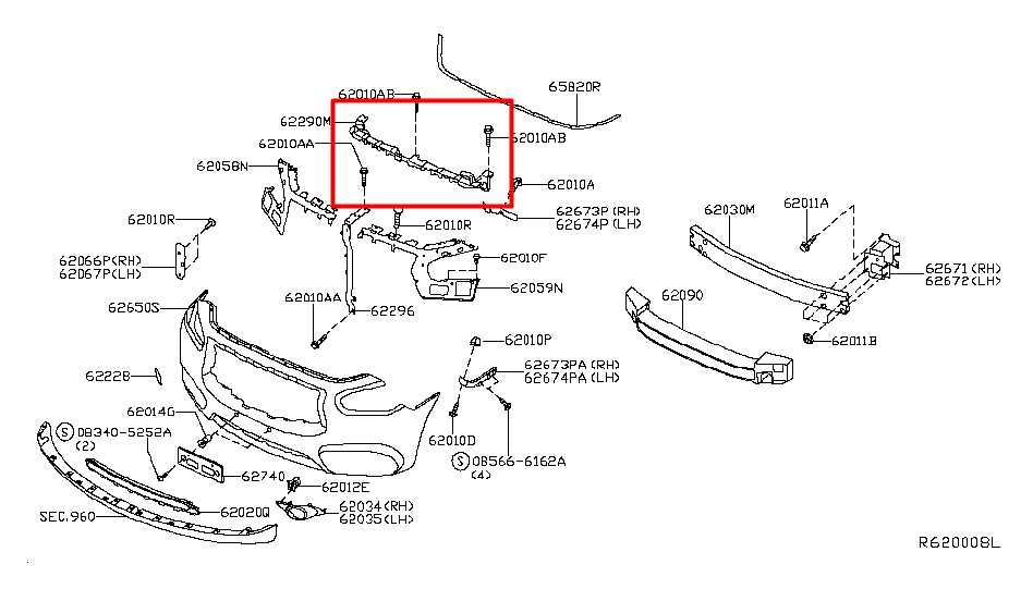 2014-20 Infiniti QX60 3.5L AWD Front Bumper Upper Retainer Mount Support Bracket1