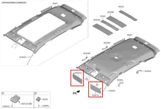 19-23 Hyundai Santa Fe SEL AWD Front Right and Left Side Sun Visor Set w/ Mirror - Alshned Auto Parts