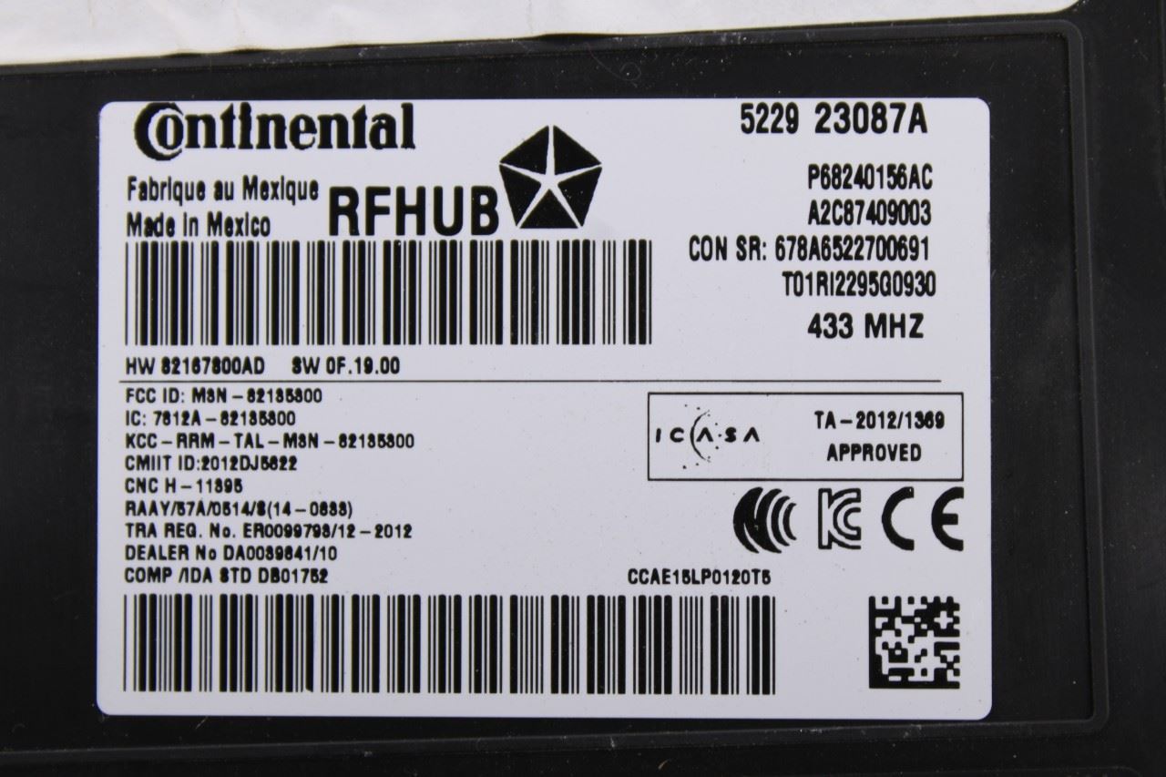 2015 Dodge Durango SXT Hub Receiver Computer Control Module 68240156AC OEM2