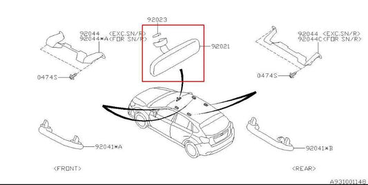 2012-16 Subaru Impreza Sport Premium Interior Inside Rear View Mirror 92021FJ000 - Alshned Auto Parts