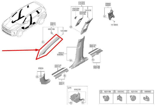 19-23 Hyundai Santa Fe Front Left Windshield A-Pillar Trim Panel 85810-S2000-YGE - Alshned Auto Parts