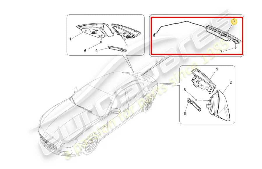 2014-2021 Maserati Ghibli S Q4 3.0L AWD Rear Center Third Brake Stop Light Lamp - Alshned Auto Parts