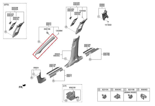 19-23 Hyundai Santa Fe Front Right and Left A Pillar Molding 85820S2000YGE *ReaD - Alshned Auto Parts