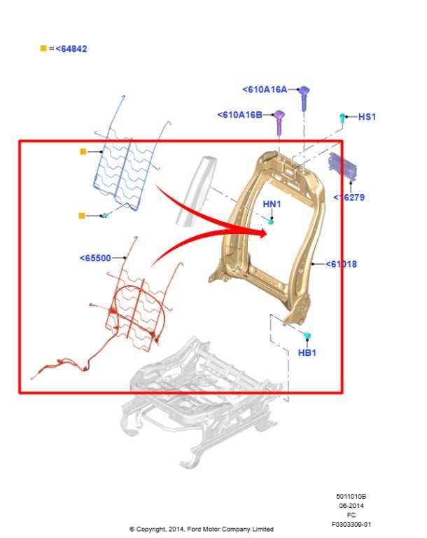 2015-20 Ford F150 Crew Cab Front Passenger Right Side Seat Backrest Upper Frame1
