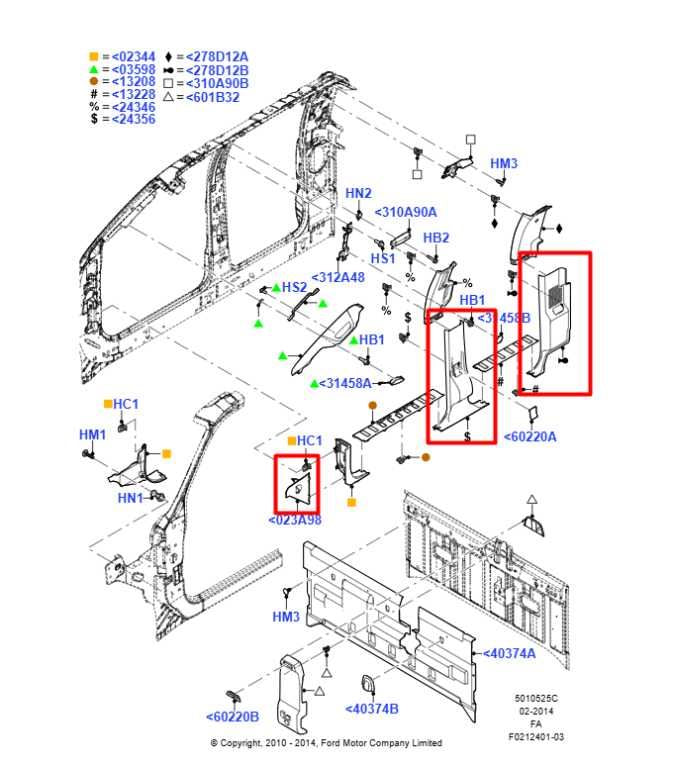 2011-16 Ford F250 Interior RH and LH A/B/C Pillars and Door Sill Trim Set *ReaD* - Alshned Auto Parts