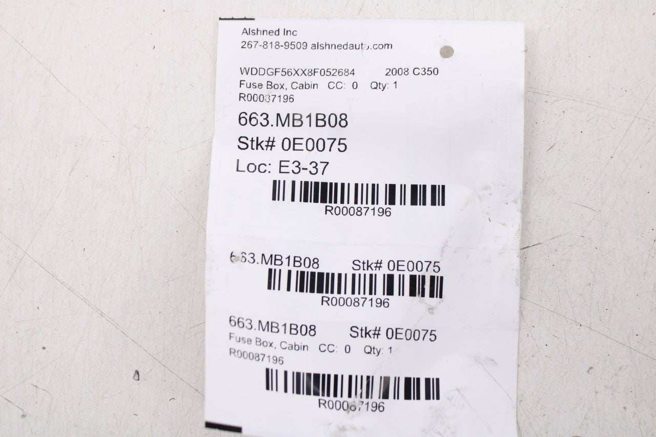 08-09 Mercedes-Benz C350 Sport 3.5L RWD Rear Trunk SAM Fuse Relay Junction Block - Alshned Auto Parts